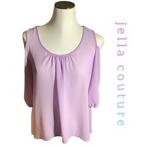 Jella Couture Size Medium cold shoulder sheer blouse